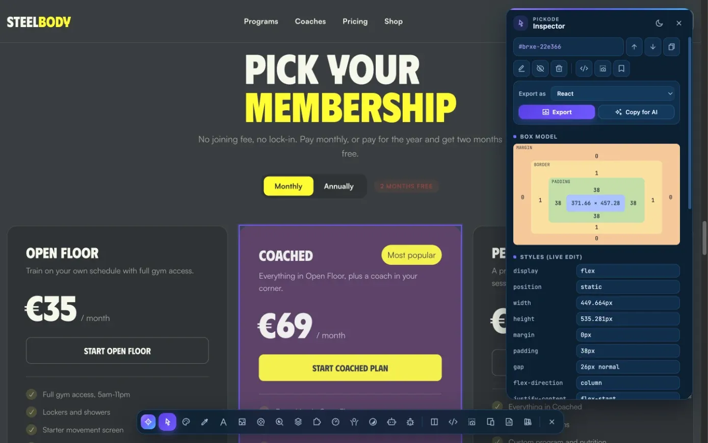 Select the section